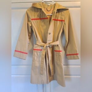 Elegant Beige Trench Coat with Red Highlights
